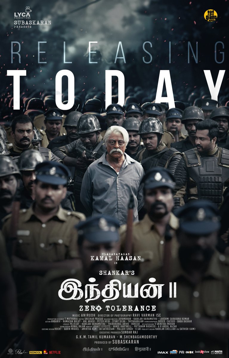 LycaProductions's tweet image. The wait is over! 🫵🏻 #Indian2 🇮🇳 ignites the screens from today. 🤩 Brace yourselves for the comeback of Senapathy and join the revolution! 🔥🤞 

@IndianTheMovie 🇮🇳 Ulaganayagan @ikamalhaasan @shankarshanmugh @anirudhofficial @LycaProductions #Subaskaran @RedGiantMovies_…