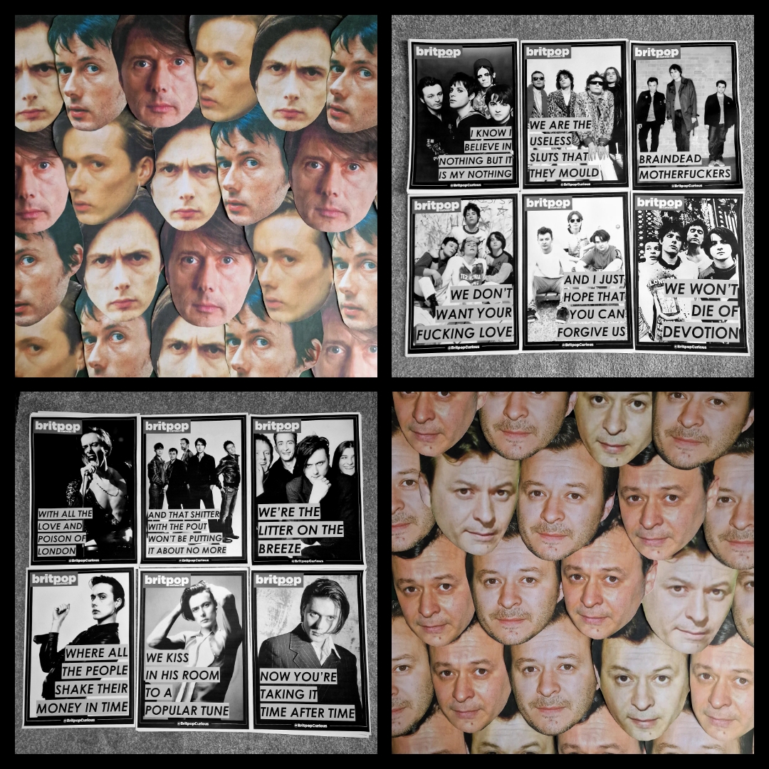 BritpopCurious's tweet photo. Our unofficial afterparty for the @Manics &amp; @suedeHQ gig at Castlefield Bowl in Manchester is happening this Friday 12th July!

We're opening at 11pm at Rebellion on Whitworth Street West (about 6 minutes walk from the gig), and have Brett &amp; James masks, lyric posters + more! https://t.co/2hJ5ZWLvax