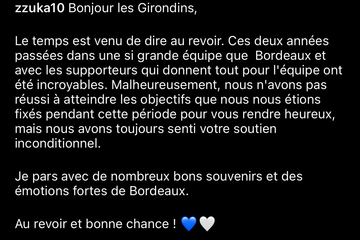 DonFcgb's tweet photo. 🤳 #InstaRéaction : 

💌 Zuriko #Davitashvili via @instagram : « #Girondins, le temps est venu de vous dire au revoir. Ces 2️⃣ années passées dans une si grande équipe et avec des supporteurs qui donnent tout pour l'équipe ont été incroyables. Malheureusement, nous n'avons pas réussi à atteindre les objectifs que nous nous étions fixés pendant cette période pour vous rendre heureux, mais nous avons toujours senti votre soutien inconditionnel. Je pars avec de nombreux bons souvenirs et des émotions fortes de Bordeaux. Au revoir et bonne chance ! »