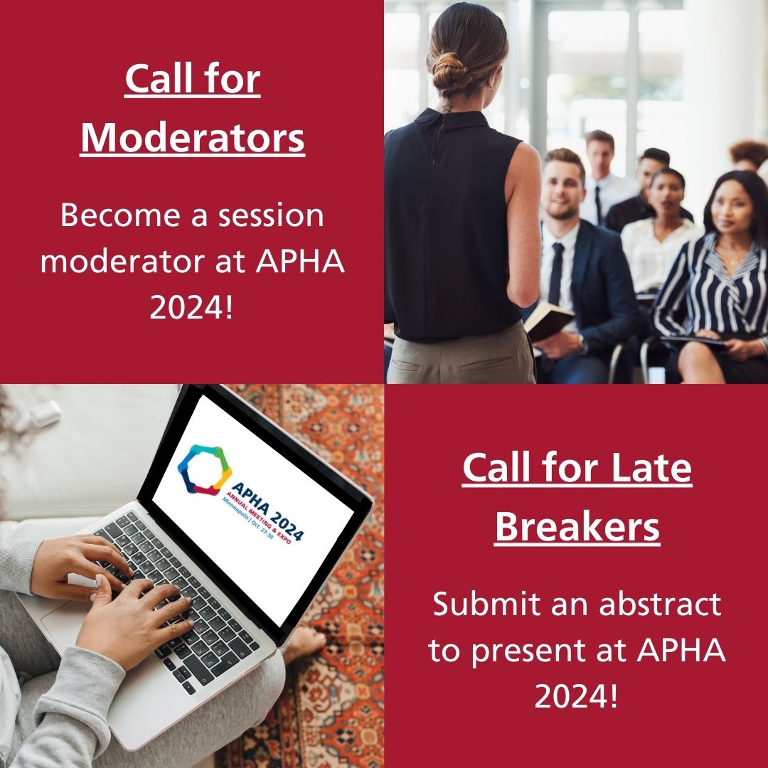 Answer the call for #APHA2024! We're now seeking:
✅ Late-breaking abstracts
✅ Moderators for oral &amp; roundtable sessions
Don't miss this opportunity to make your mark in Minneapolis in October! APHA.org/annualmeeting #CallforAbstracts #CareerGoals