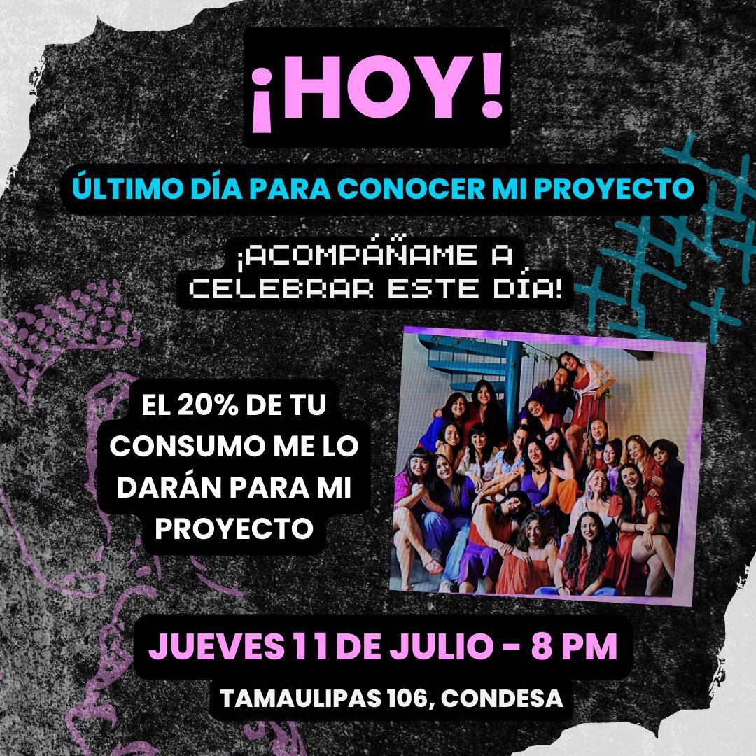 SoyMariaBernal's tweet photo. Heeeeyy quiero invitarles a festejar el cierre de esta hermosa convocatoria en la que fuimos ganadoras para que por pasársela bien el 20% de lo que se tomaran o comieran aportara a nuestro proyecto en @fungibarcondesa https://t.co/sCJPlo6RXx