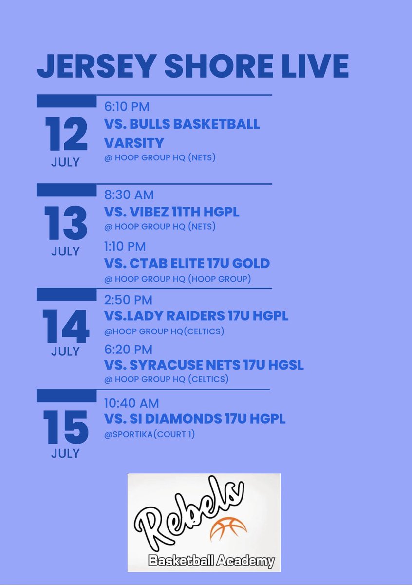 Looking forward to a fun tournament weekend at Jersey Shore Live! Schedule below ⬇️