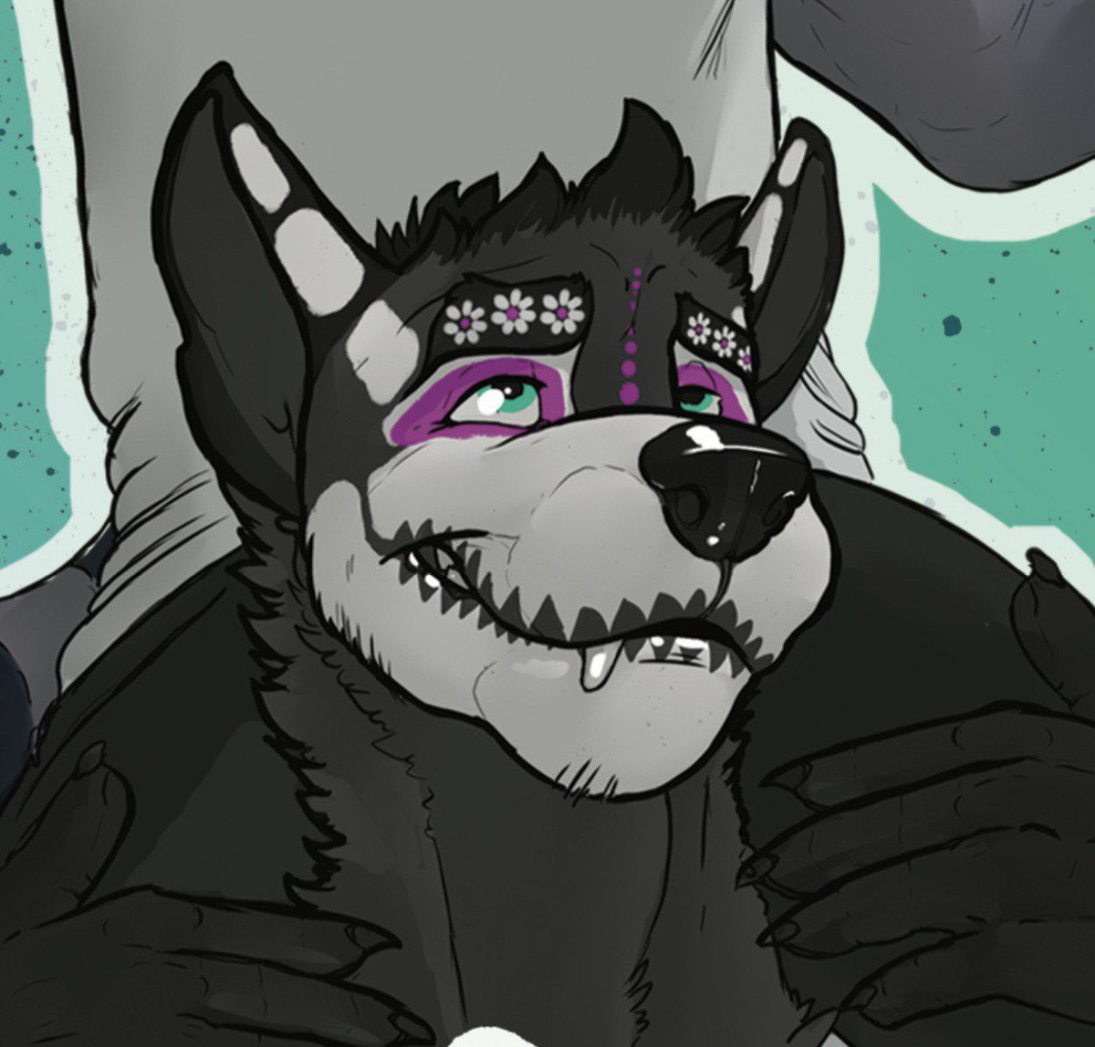 ValhallaDawg's tweet photo. @TheKarelia Just a pretty grey spotten hyena that usually has his El Día de Muertos inspired facepaint c: https://t.co/4UEC7IYAJV