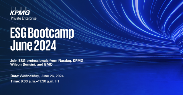 juleswalker4's tweet photo. Join experts from Nasdaq, KPMG, Wilson Sonsini, and BMO, as they discuss how entrepreneurs can and should build ESG into their company’s foundation from the outset. https://t.co/F33M0G5Vie https://t.co/qYYgpSnlpx