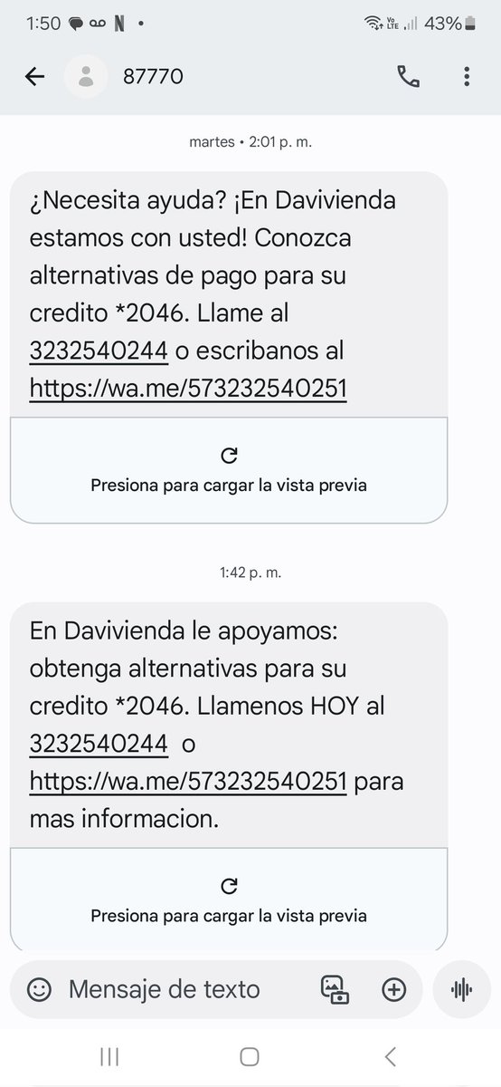 MiguelCastillaH's tweet photo. Señores @Davivienda este tipo de mensajes son frecuentes primero que se debe hacer y segundo como saben los últimos 4 dígitos del crédito ??? @SFCsupervisor https://t.co/66VNgSvTUm