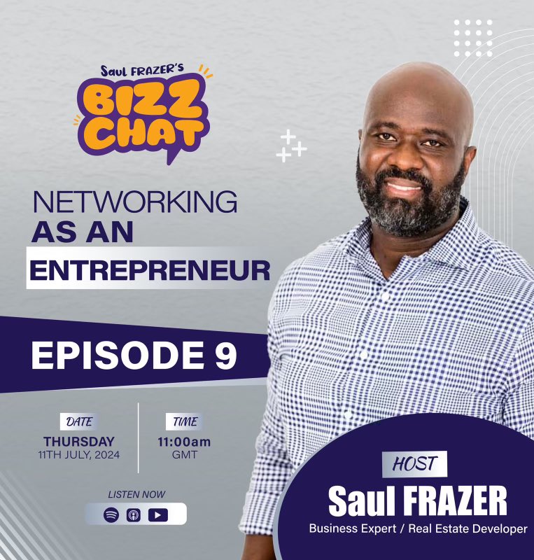 saul_frazer's tweet photo. "Your network is your net worth" is a phrase we hear almost every day as entrepreneurs, but how do we make it a reality?
On episode 9 of Saul FRAZER’s #BizzChat, I share tips and tricks of effective networking.
You can listen on: https://t.co/r6EwH9FAxB
#SaulFRAZER #Gambia https://t.co/MgIi521KG4
