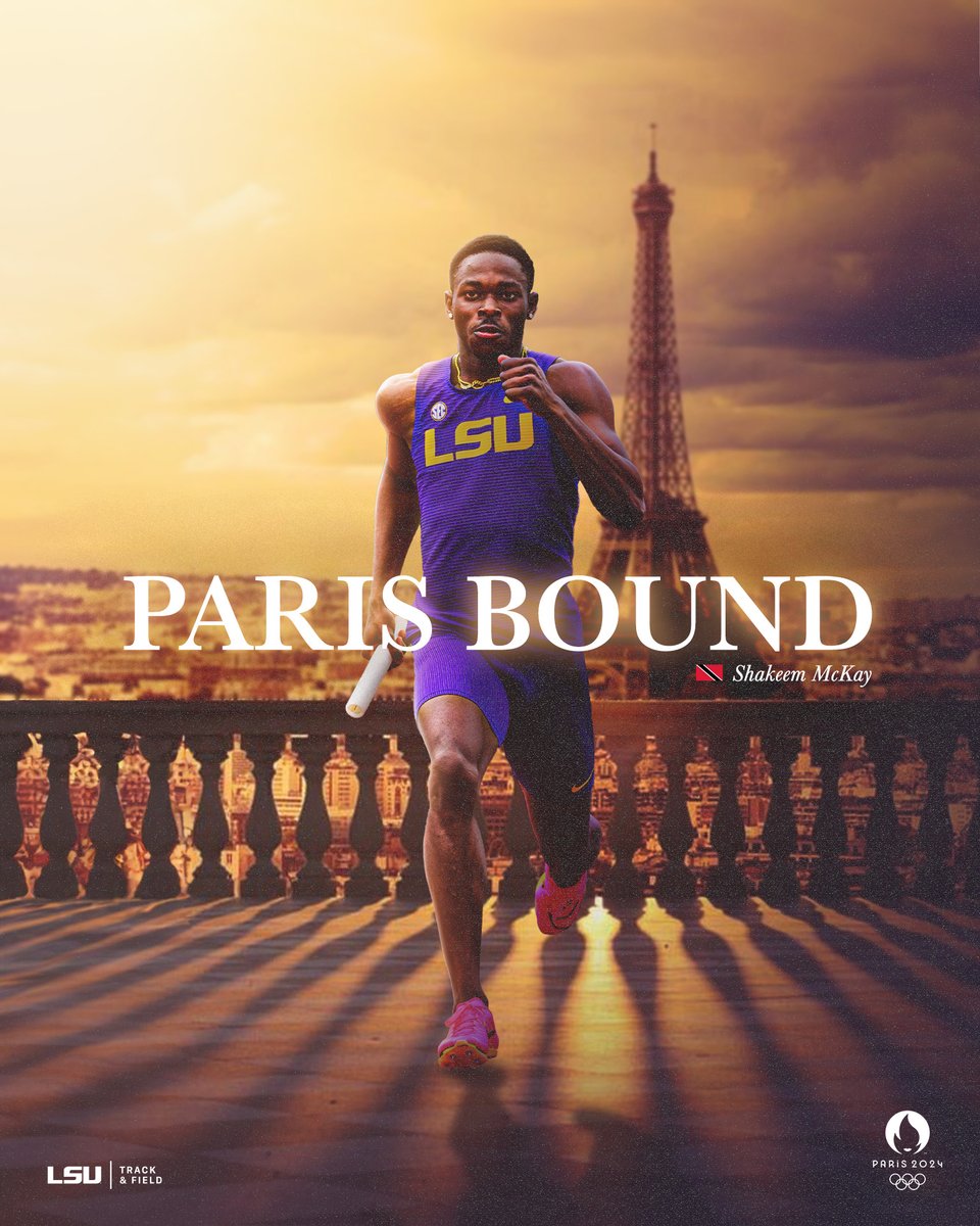 LSUTrackField's tweet image. Representin' LSU &amp;amp; TTO in Paris! 🔥🇹🇹

Shakeem McKay is heading to the Olympics with Trinidad and Tobago to compete in the 4x400.

#GeauxTigers x @kinqkeem