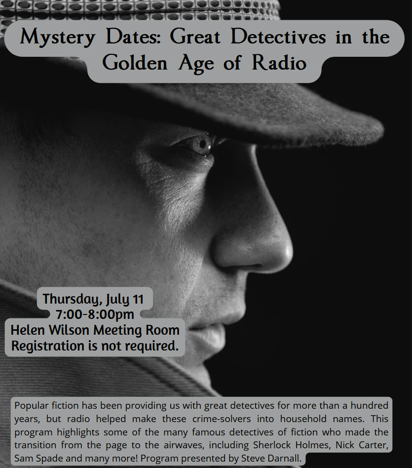 Popular fiction has been providing us with great detectives for more than a hundred years, but radio helped make these crime-solvers into household names. This program highlights some of the many famous detectives of fiction who made the transition from the page to the airwaves.