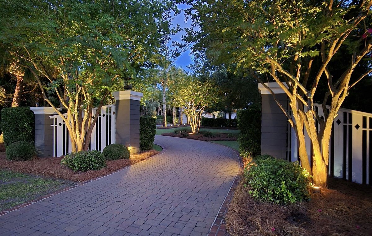 PleasantScapes's tweet photo. Check out this driveway entrance with fresh pinestraw, lit up by beautiful landscape lighting! 

#lighting #hardscape #pinestraw #lowcountrysc https://t.co/MI8S1jKKpu