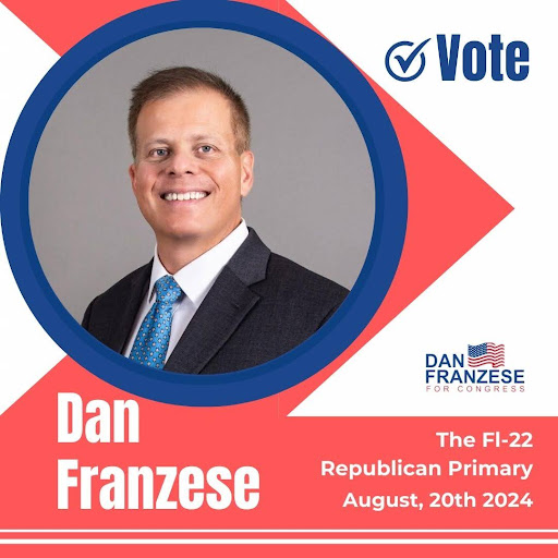 danforfl's tweet photo. Vote Dan Franzese in the FL-22 Republican Primary on August 20th and letβs get America back on track. Every vote counts! π³οΈ #DanFranzese #FL22Primary #VoteForDan #MakeAmericaGreat https://t.co/sUm5kAM9Nq