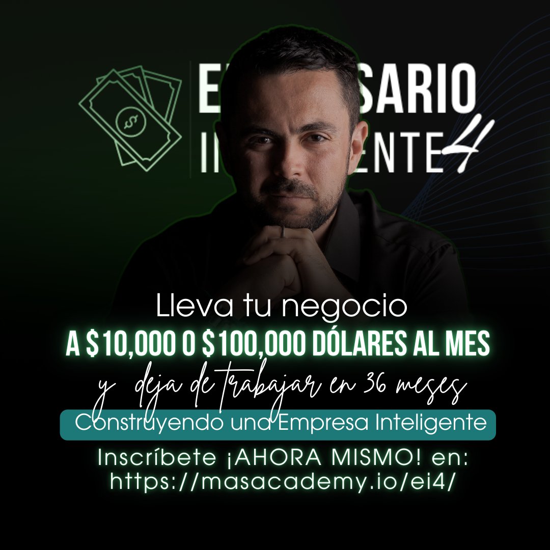 masacademy_io's tweet photo. 🔥🔥 Empresario Inteligente, está abierto 👀 

Solo visita: https://t.co/bUkakEzM9i,  inscríbete ahora mismo para que puedas el "acelerador" que te permitirá llevar tu negocio a $10,000 o $100,000 dólares al mes y deja de trabajar en 36 meses construyendo una Empresa Inteligente https://t.co/8PXPRuChN8