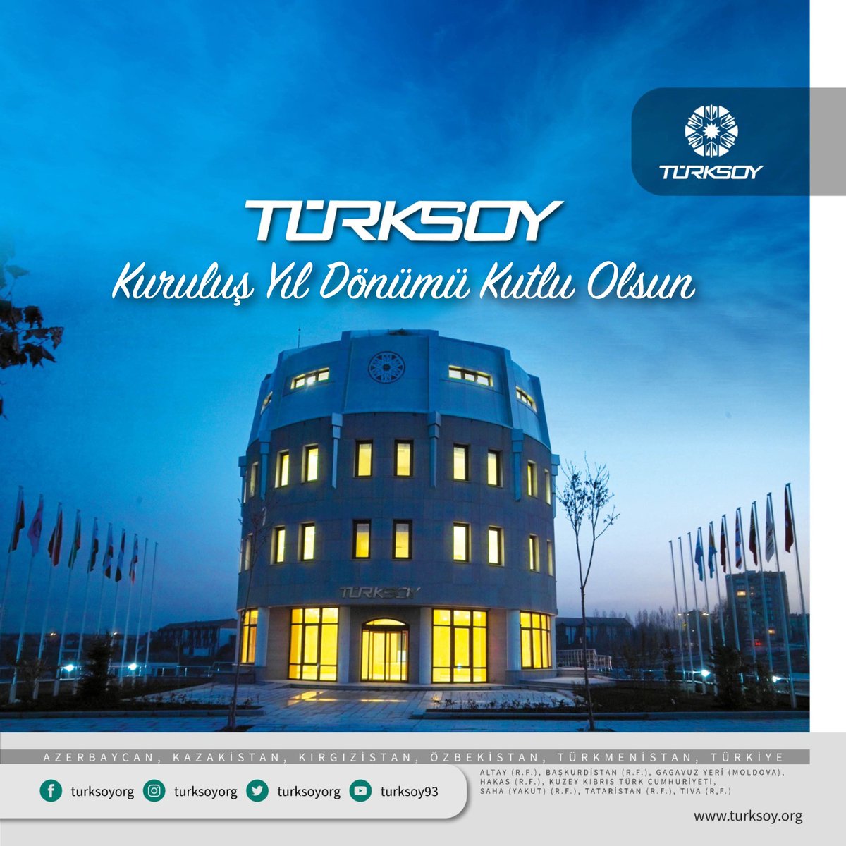 turksoyorg's tweet photo. Uluslarararası Türk Kültürü Teşkilatı TÜRKSOY 12 Temmuz 1993 tarihinde Almatı'da imzalanan uluslararası anlaşma ile kuruldu. 

Teşkilatımızın kuruluş yıl dönümü kutlu olsun! 🇦🇿🇰🇿🇰🇬🇺🇿🇹🇷🇹🇲 https://t.co/D0kG0zC8EZ