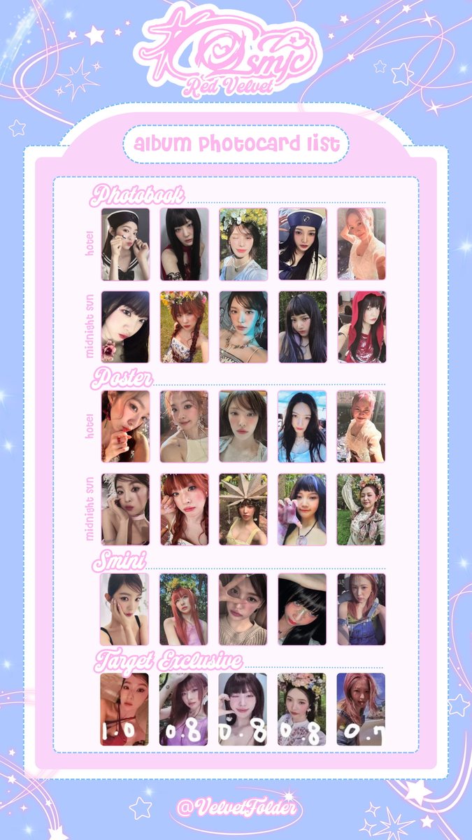 Cosmic] OT5 Album Photocard List ໒꒰ྀི മ ̫ മ ꒱ྀིა