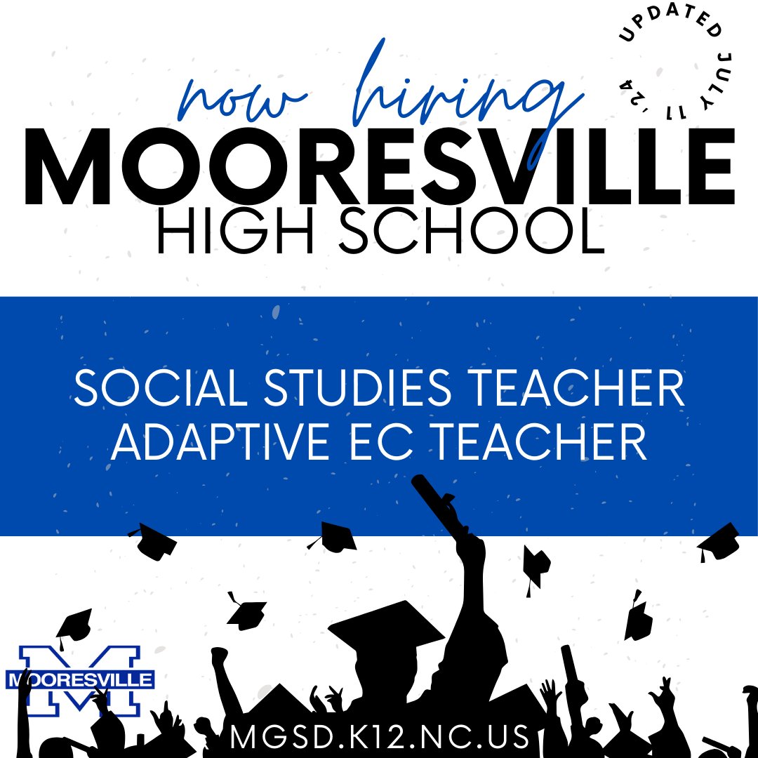 MHSBlueDevils's tweet photo. We have two great opportunities to join the only high school in @MGSDschools! Our Social Studies Department and EC Department are full of great personalities and supportive colleagues. Click *share* today, and help one of your followers join something great! https://t.co/JbOlshw4oX