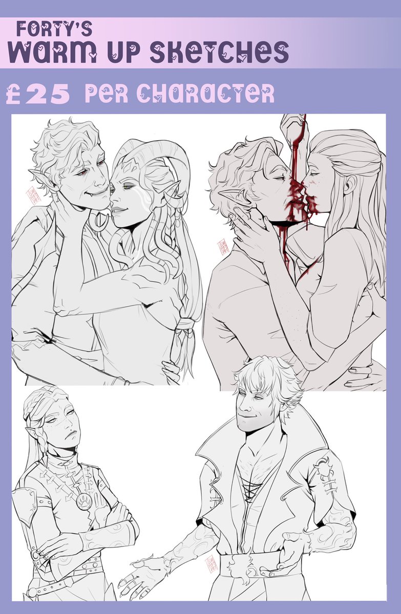 COMFORTYART's tweet photo. 📌Welcome to Bhaal’s Palace (my page) 🩸🔪✨

I'm Forty! A trans, Métis, full time freelance illustrator based in England 💖🏳️‍⚧️ I love drawing all things fantasy, with a love for the darker themes. 

🩸Com status in bio ✨
🩸Helpful links, shop &amp; queue : https://t.co/mmdkUs2cFU https://t.co/XshulTiXCD