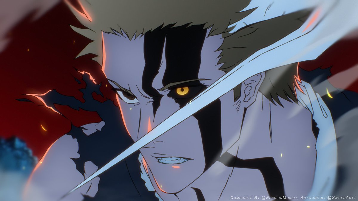 InnoSamaX's tweet photo. Horn Of Salvation Ichigo! #TYBW #BLEACH 

_
Artwork by @XavierVictorz Bro cooked! Composite by me! https://t.co/wqjJvZ0b9Y