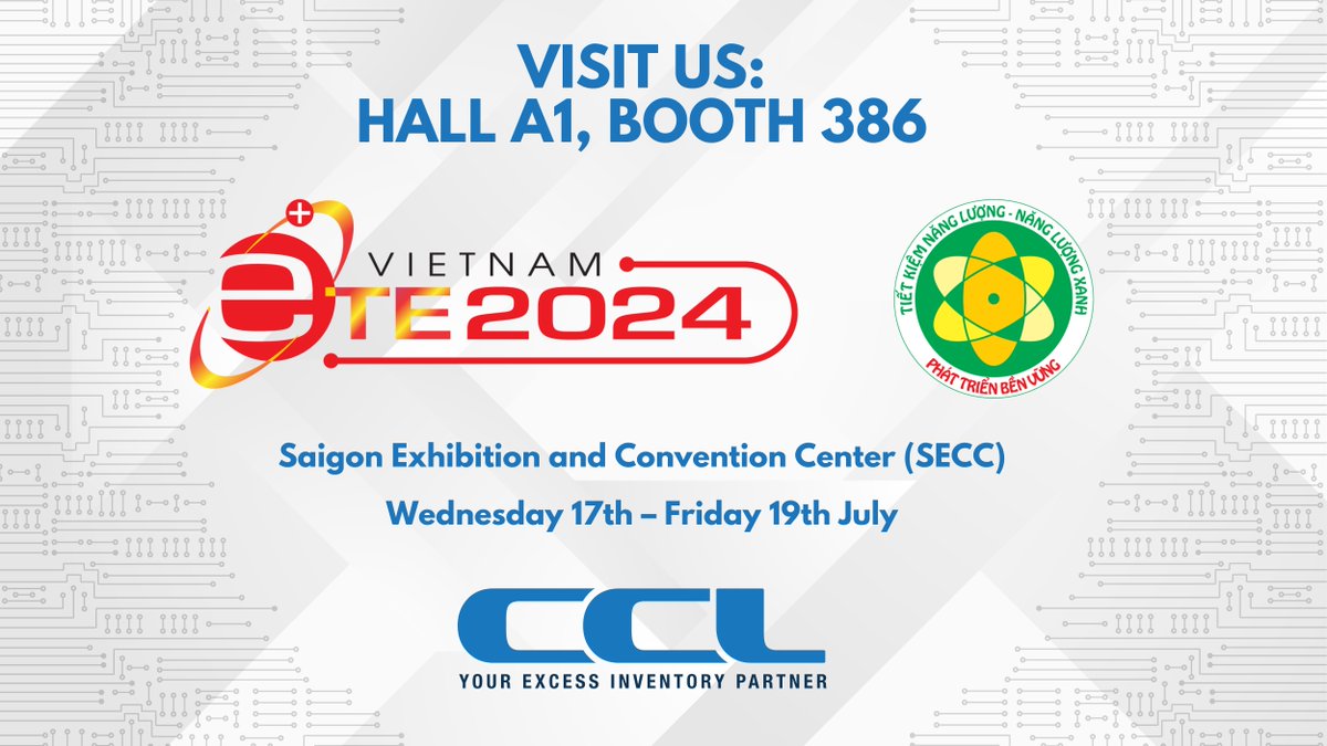 We're excited to exhibit at the ETE &amp; Enertec Expo. Meet our team at booth 386, Hall A1, at the Saigon Exhibition and Convention Center (SECC). Saigon Exhibition and Convention Center (SECC), Hồ Chí Minh, Vietnam. Wednesday 17th – Friday 19th July.
#ETEExpo #EnertecExpo #CCL