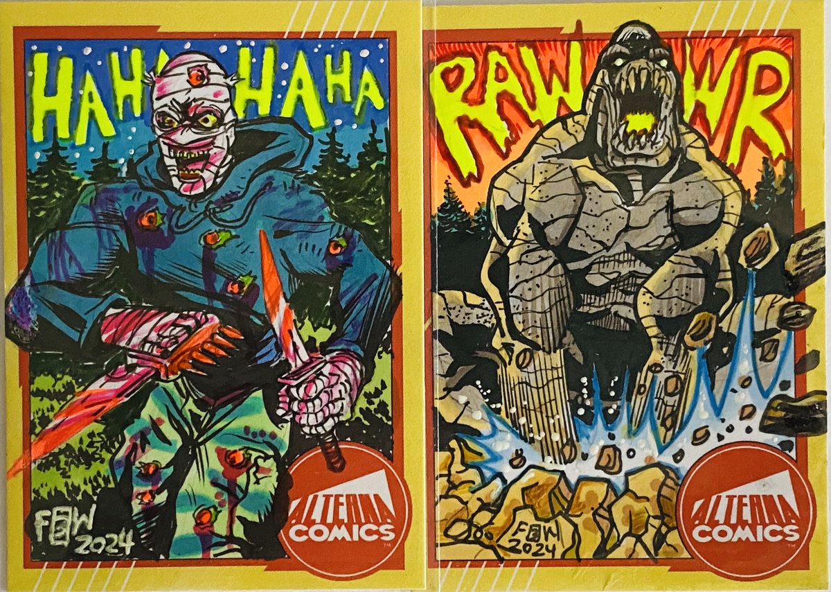 CigarGangsta's tweet photo. I never know how the art on sketch cards from @frankiebwash will turn out but I do know it will be fantastic. This time is no different. Well done sir! ##frankiebwash #cantkillcade #kingkryptid #alternacomics https://t.co/ukN4qJxe6S