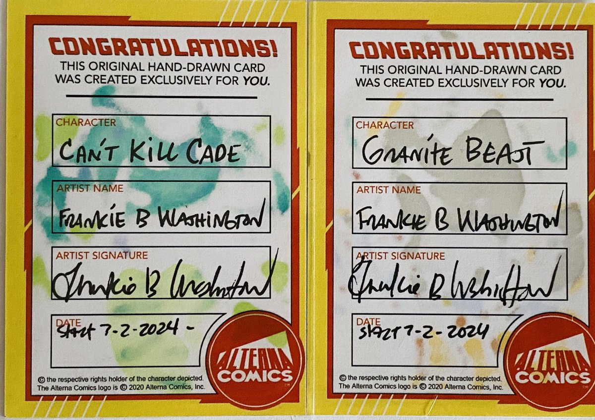 CigarGangsta's tweet photo. I never know how the art on sketch cards from @frankiebwash will turn out but I do know it will be fantastic. This time is no different. Well done sir! ##frankiebwash #cantkillcade #kingkryptid #alternacomics https://t.co/ukN4qJxe6S