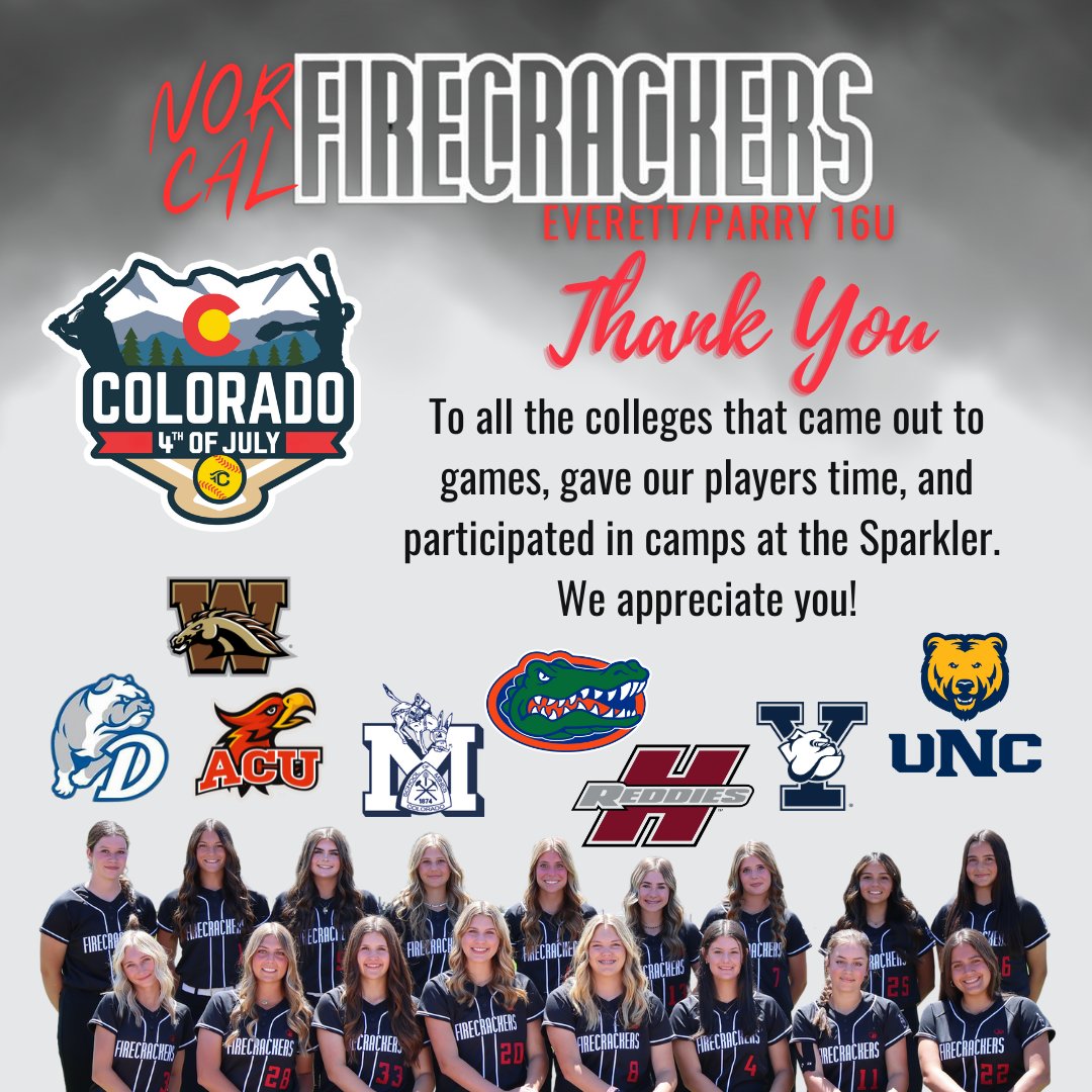 Many thanks! It was great to have you out at the field or communicating with our players during the sparkler. We hope to see you all again! <a href="/WMUSoftball/">Western Michigan Softball</a> <a href="/GatorsSB/">Gators Softball</a> <a href="/YaleSoftball/">Yale Softball</a> <a href="/UNC_BearsSB/">UNC Bears Softball</a> <a href="/ReddiesSB/">Reddie Softball</a> <a href="/DrakeSoftball/">Drake Softball</a> <a href="/ACUSoftball/">Arizona Christian Univ Softball</a> <a href="/MinesSoftball/">Mines Softball</a>