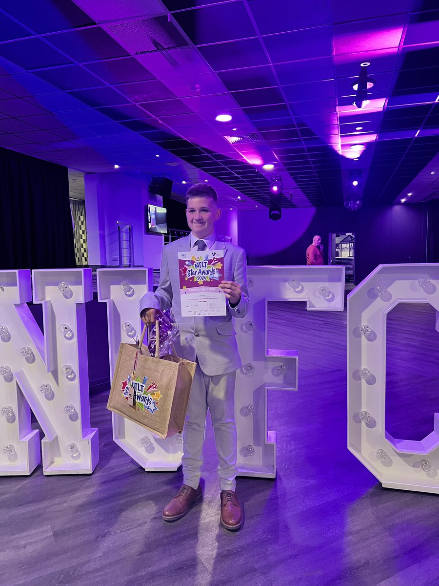 WellfieldMiddle's tweet photo. Well done to Oli for being nominated for a fundraising award by his friend Aimee at the Star Awards. Congratulations. Thank you @NTLearningTrust for organising all the sponsors for a great evening. Well done to all the inspirational young people who there tonight #NTLTSTARAWARDS https://t.co/3s9GLSGjj7