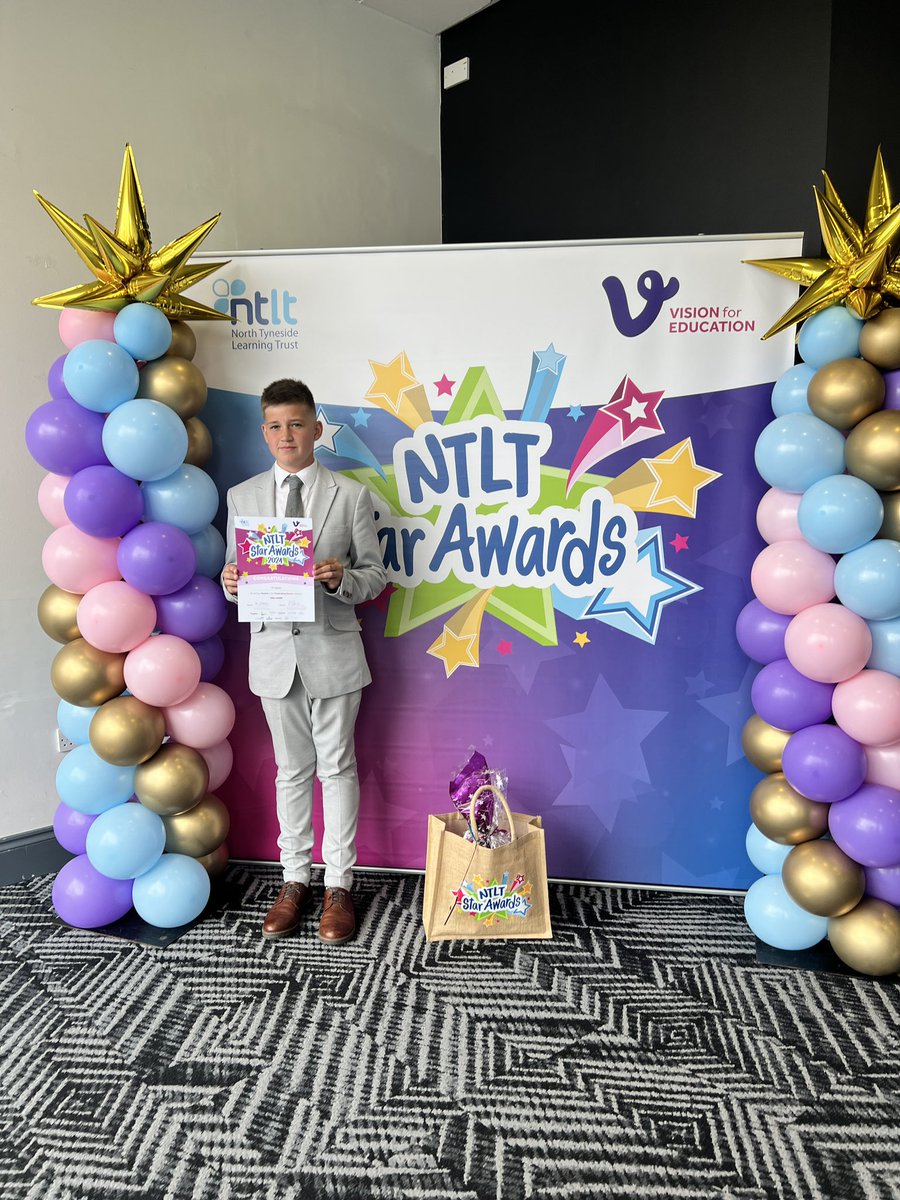 WellfieldMiddle's tweet photo. Well done to Oli for being nominated for a fundraising award by his friend Aimee at the Star Awards. Congratulations. Thank you @NTLearningTrust for organising all the sponsors for a great evening. Well done to all the inspirational young people who there tonight #NTLTSTARAWARDS https://t.co/3s9GLSGjj7