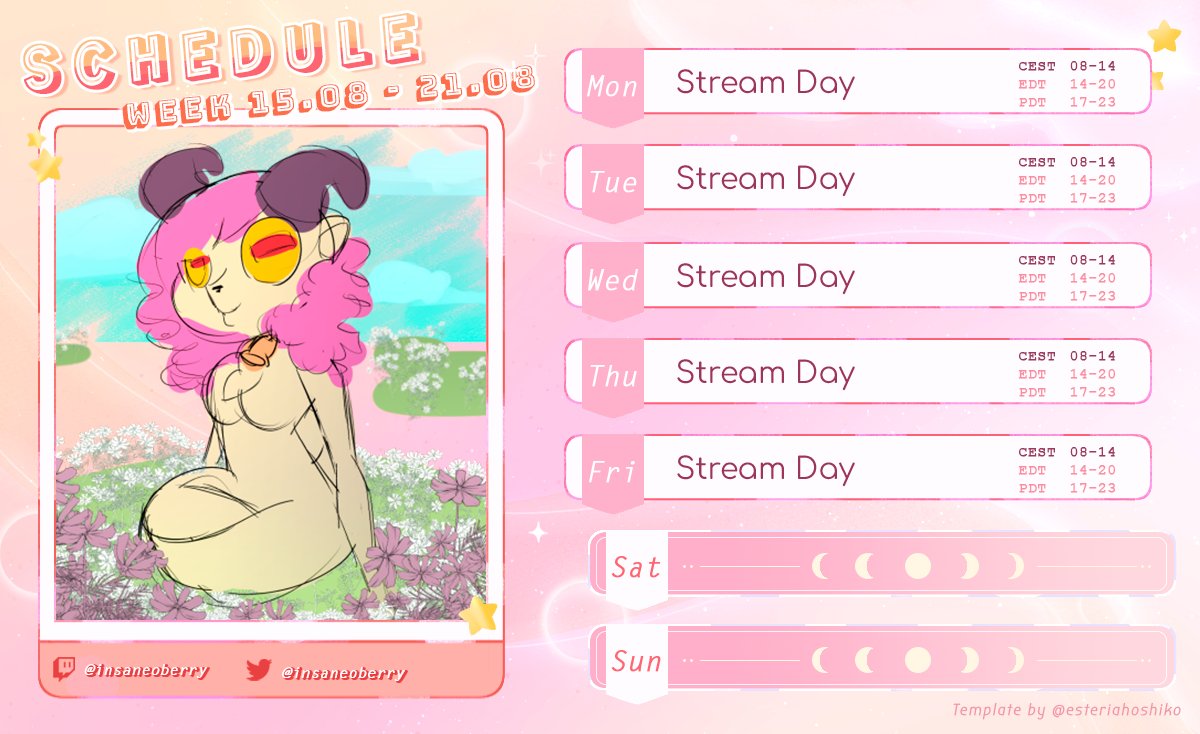 InsaneoBerry's tweet photo. Stream schedule now that I am a streamer 🍓🎀💘Hope to see you in my #furryart streams! Template by @Esteriahoshiko 🖍️🩷 Thanks yet again to the people who came to today's stream! https://t.co/gAT2TKh1yY