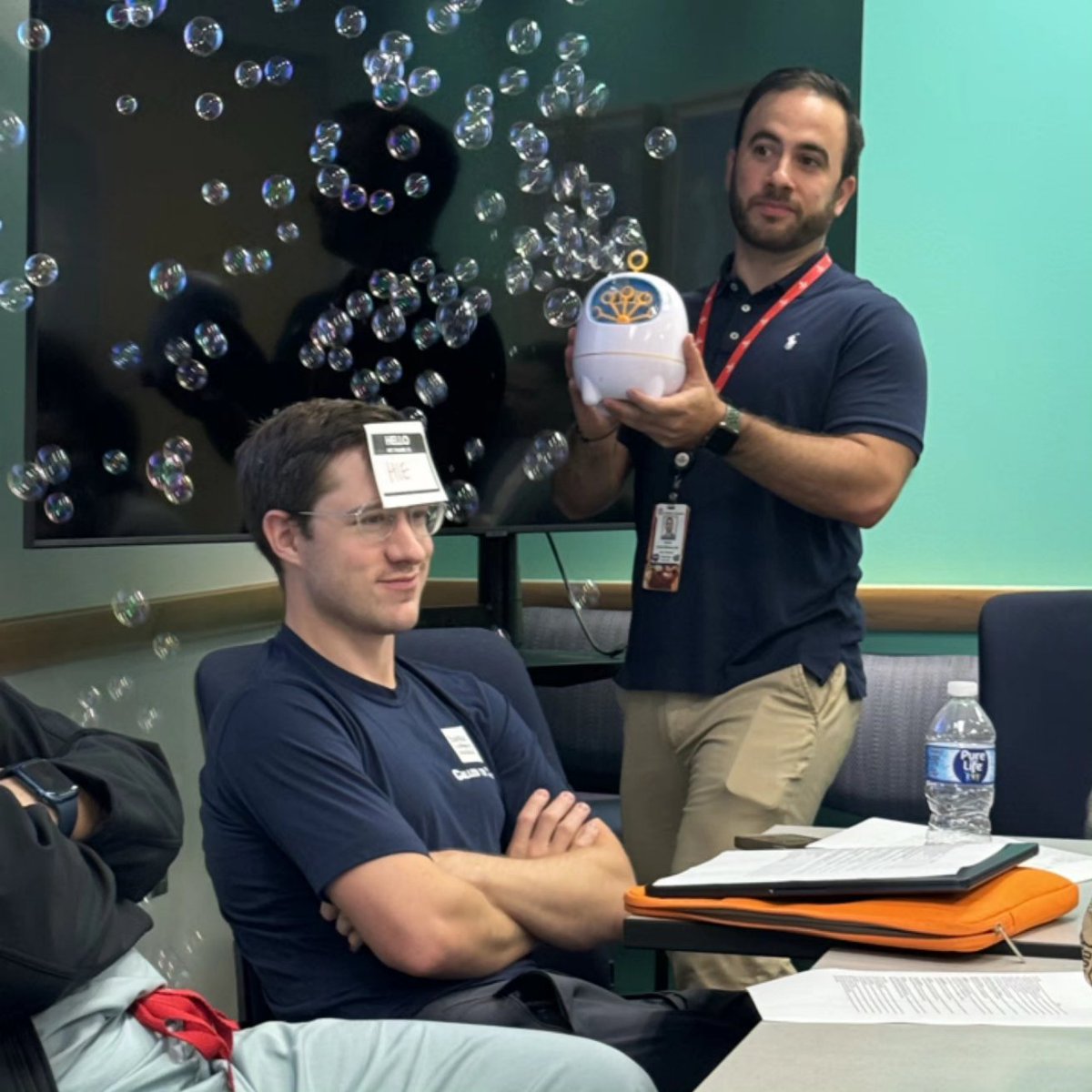 Residents and faculty had a blast at our first Wellness Wednesday lunch of the year! Heads Up -- Child Neurology edition, bubbles included! 🧠🤓🫧 #Wellness #Residency #NeuroTwitter