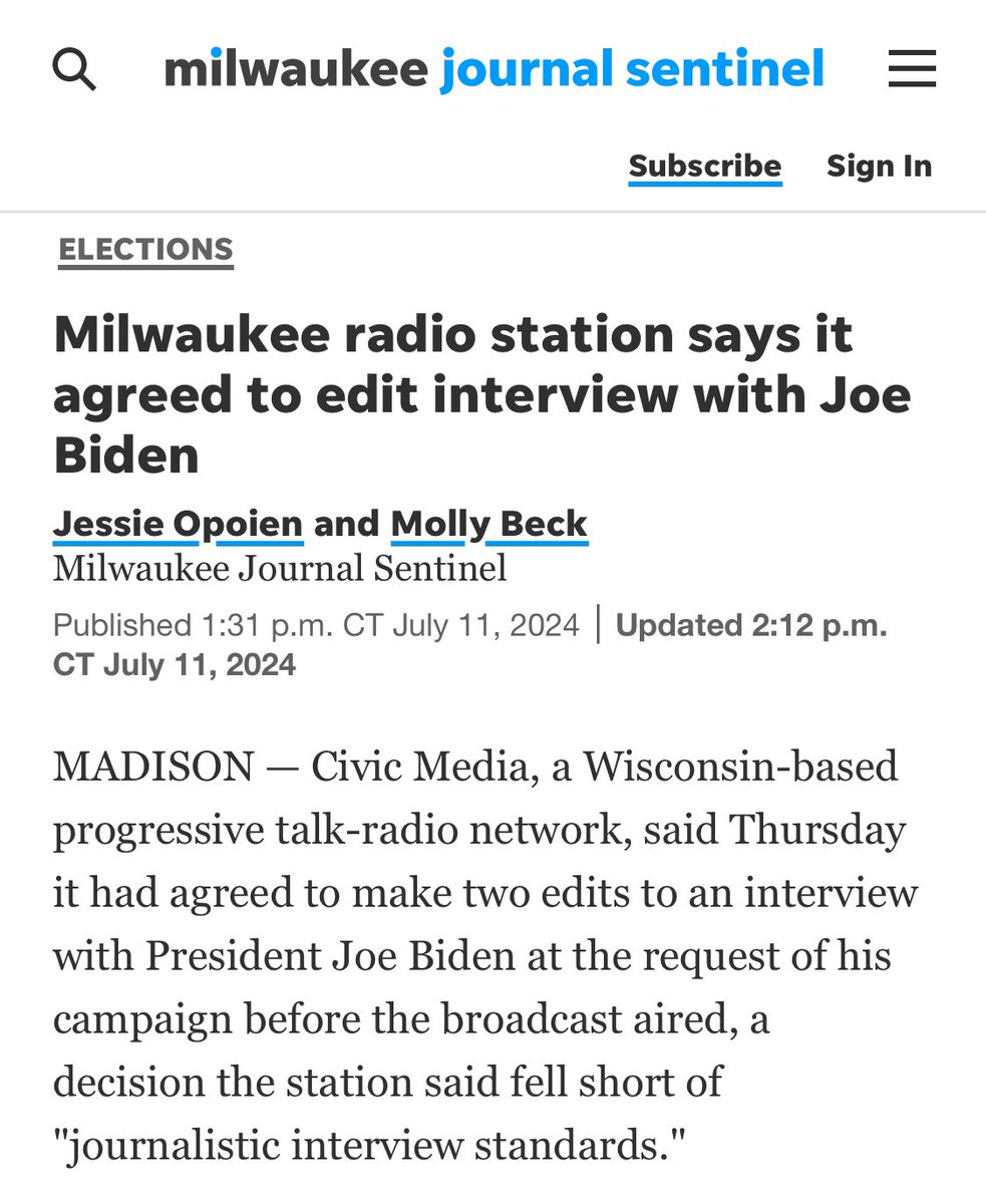 Breaking911's tweet image. CORRUPT: Biden campaign demanded Milwaukee radio station edit interview to hide the President’s rapid mental decline