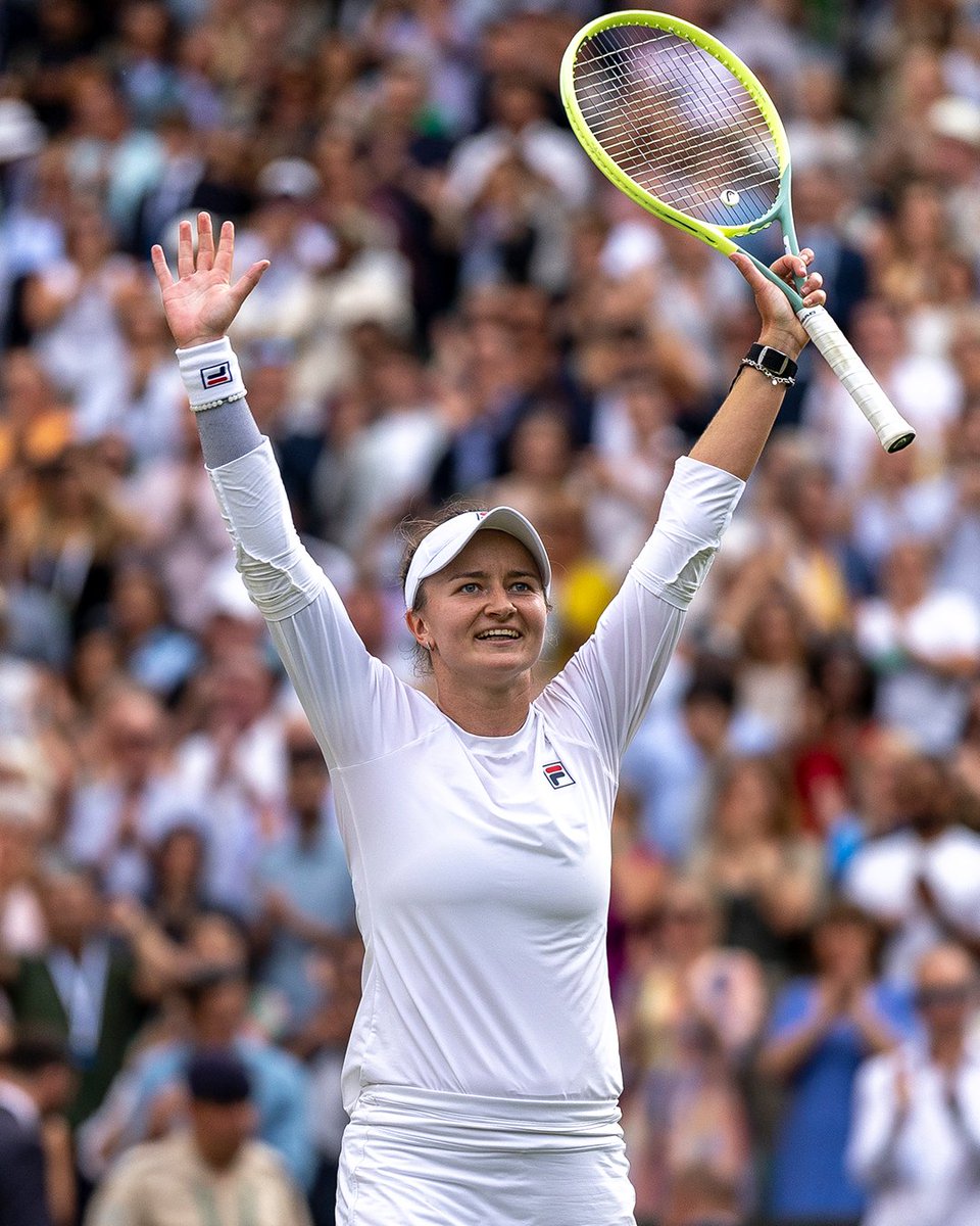 Wimbledon's tweet photo. Barbora Krejcikova becomes the seventh Czech-born woman to reach a #Wimbledon singles final in the Open Era 🇨🇿

▪️ Martina Navratilova
▪️ Hana Mandlikova
▪️ Jana Novotna
▪️ Petra Kvitova
▪️ Karolina Pliskova
▪️ Marketa Vondrousova
🆕 Barbora Krejcikova https://t.co/NktFXVGMdw