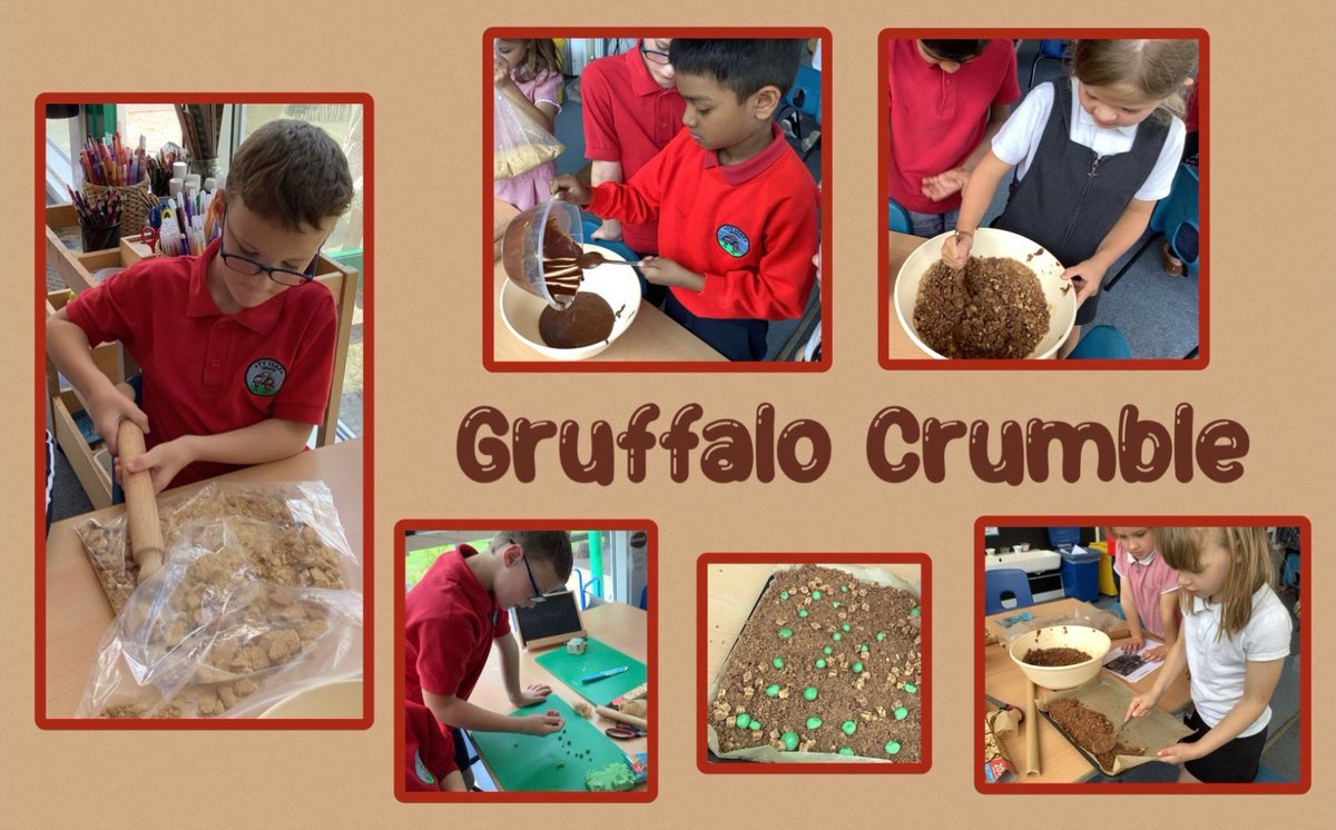 tyisafinfants's tweet image. Making the Mouse’s favourite food today … Gruffalo Crumble! All in readiness for our trip next week 😊 We cannot wait! #dosbarthalpaca #favouritestories #cookingskills #pupilvoice