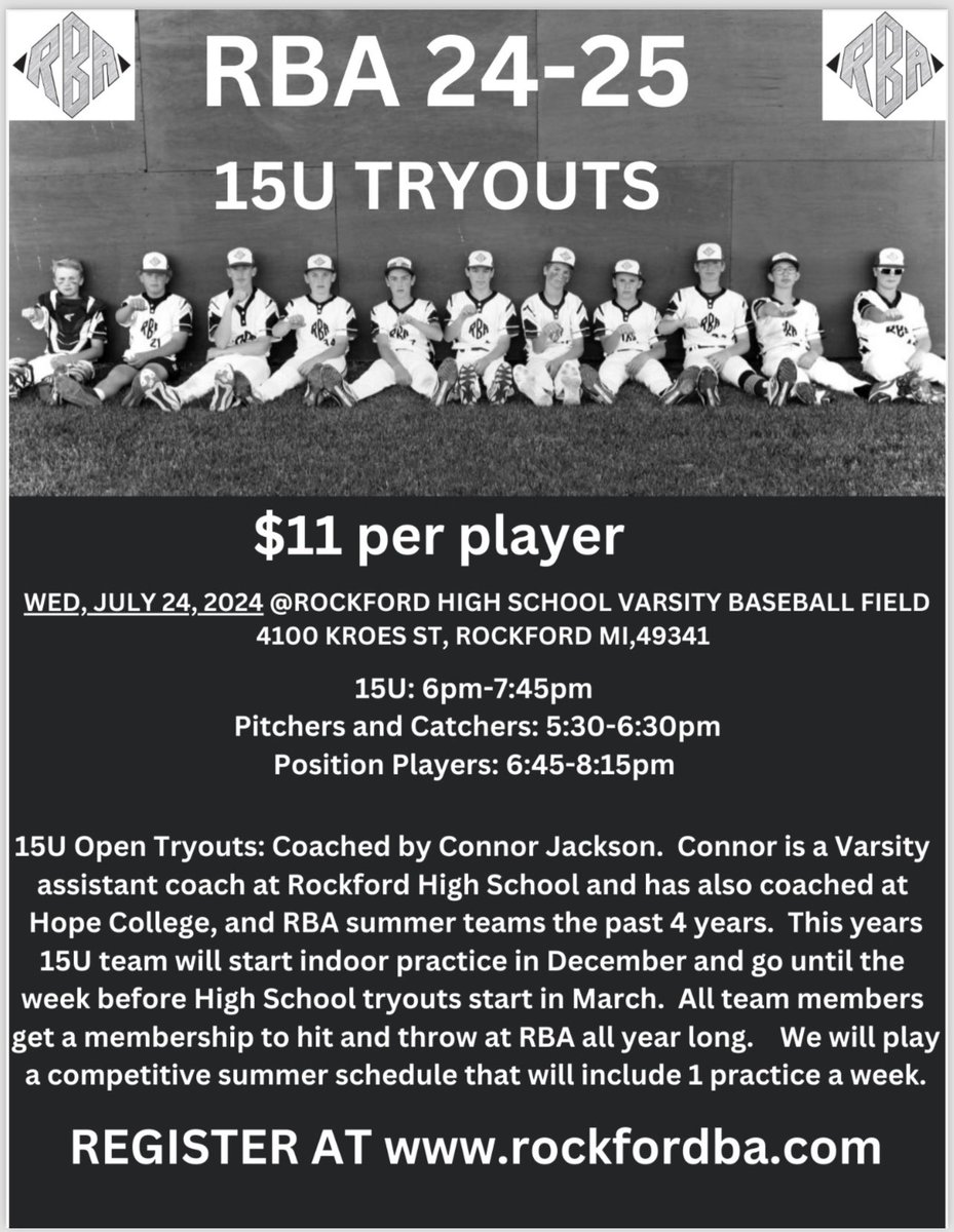 RBA 15u Tryouts!!!