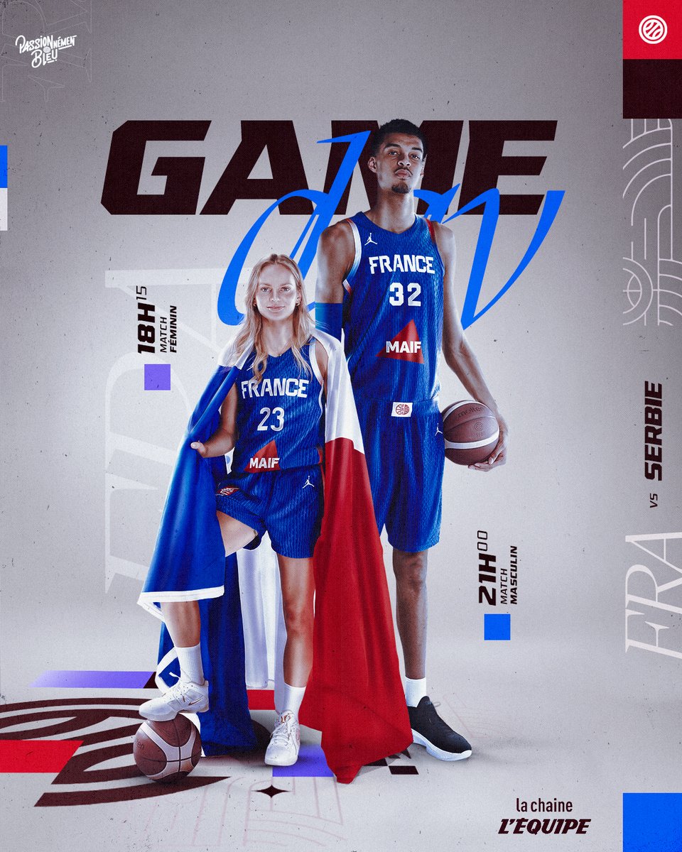 Double dose 💙

🆚 Serbie 🇷🇸
📍 LDLC Arena, Lyon-Décines
⏰ 18h15 / 21h00
📺 <a href="/lachainelequipe/">la chaine L'Équipe</a> 
📲 #FRASRB

#TeamFranceBasket | #PassionnémentBleu