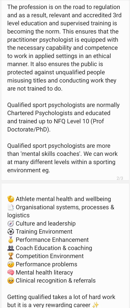 If you are interested in becoming a sport psychologist, please check out the careers portal interview with PSI Chartered Psychologist <a href="/SportPsych_AMK/">Anne-Marie Kennedy, C.Psychol., Ps.S.I.</a> 👇

careersportal.ie/interviews/int…