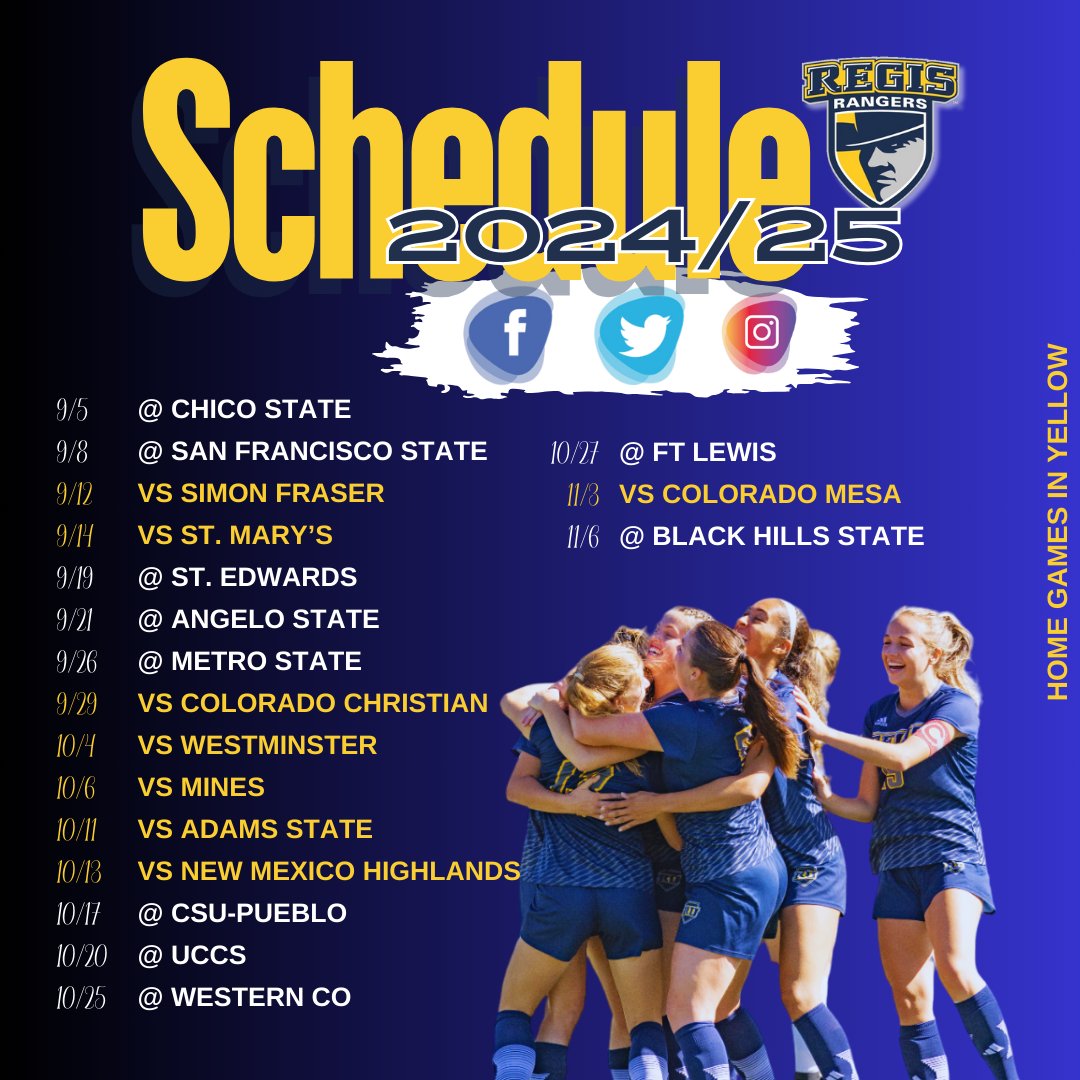 Regis University Women's Soccer (@regiswsoc) on Twitter photo Gettin' Close, ya'll ... schedule drop π
β¬οΈ Fall 2024/25. Set your calendars! <a href="/RegisRangers/">Regis Rangers</a> <a href="/ImCollegeSoccer/">College Soccer Truth β’</a> <a href="/NCAASoccer/">NCAA Soccer</a> <a href="/NCAADII/">NCAA Division II</a> Gettin' Close, ya'll ... schedule drop π
β¬οΈ Fall 2024/25. Set your calendars! <a href="/RegisRangers/">Regis Rangers</a> <a href="/ImCollegeSoccer/">College Soccer Truth β’</a> <a href="/NCAASoccer/">NCAA Soccer</a> <a href="/NCAADII/">NCAA Division II</a>