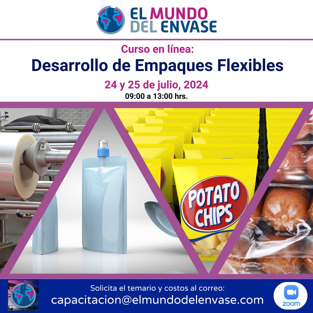Curso en línea:
"Desarrollo de Empaques Flexibles"
24 y 25 de julio, 2024; Vía ZOOM

Solicita el temario y costos al correo:
capacitacion@elmundodelenvase.com
El Mundo del Envase
#elmundodelenvase #cursosonline #Envaseyembalaje #Packaging #packagingdesign #empaquesflexibles