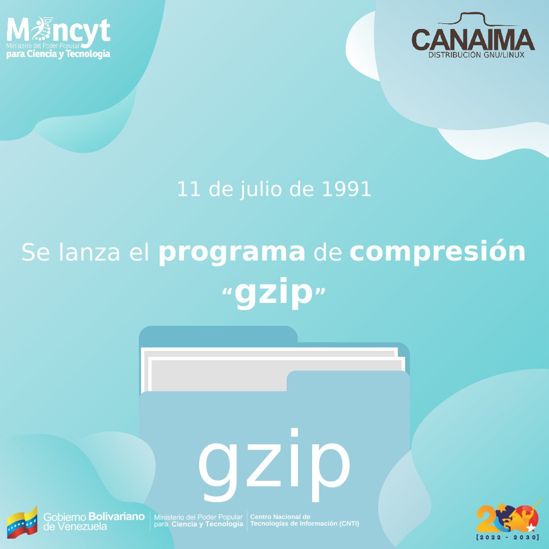 CanaimaGNULinux's tweet image. #TeLoContamos

El 11 de julio de 1991, se publica el programa de compresión de datos #gzip

Este software cuyo nombre proviene de la abreviatura de GNU ZIP, fue liberado por Mark Adler y Jean Loup Gailly.

gzip está basado en el algoritmo Deflate y no debe confundirse con ZIP.