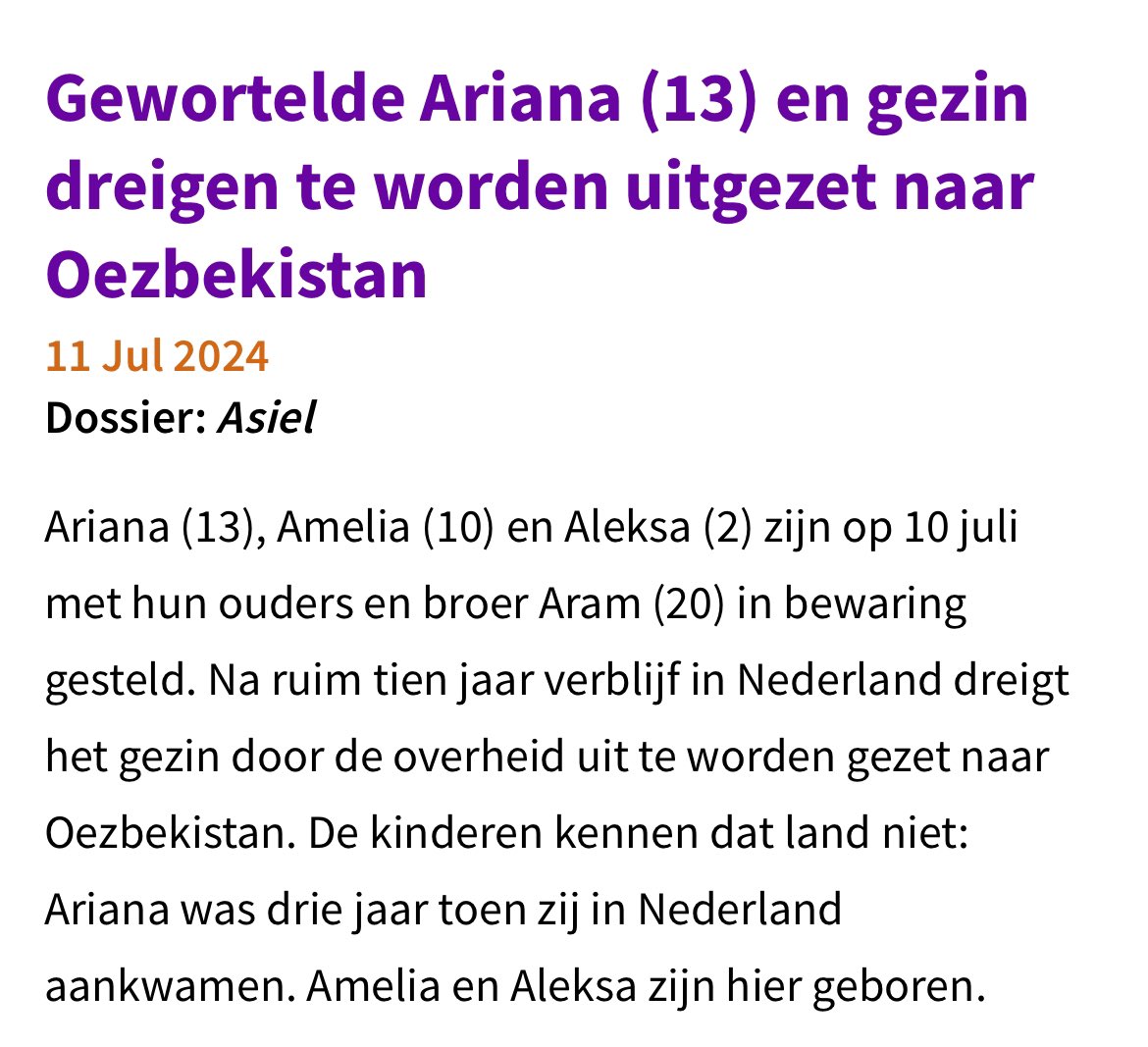 Kinderen die hier geboren zijn en al 10 jaar in Nederland wonen. Die hier voetballen, naar school gaan, vriendjes hebben. Nu in een detentiecentrum, maandag uitgezet naar een land dat ze niet kennen. Gemakend en doodziek systeem.