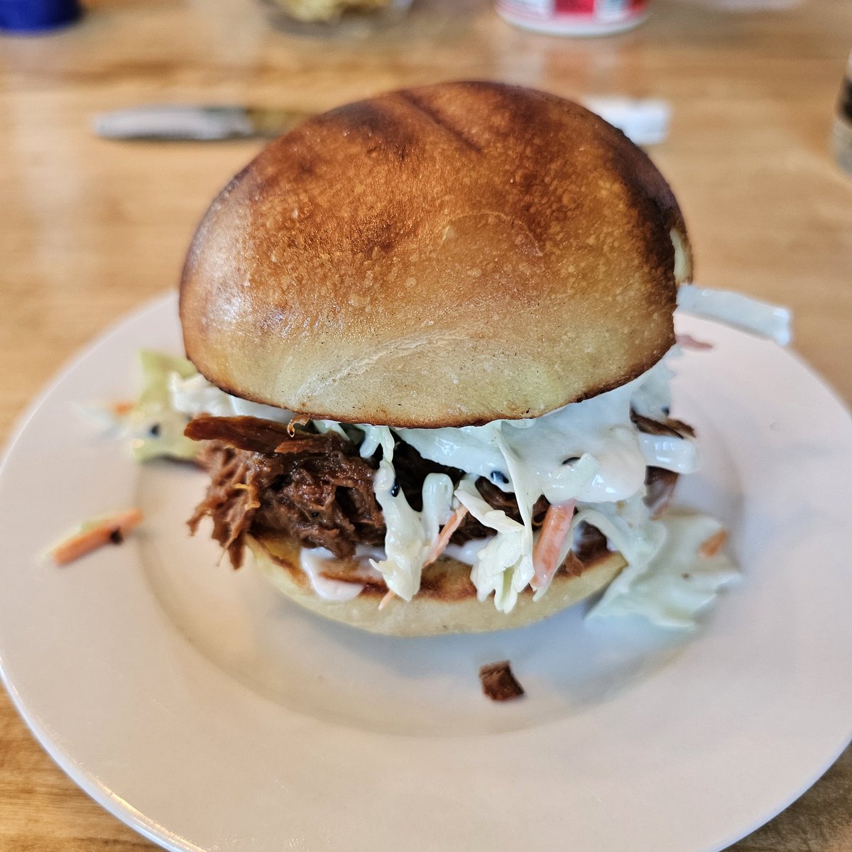 BuffaloAgLtd's tweet image. That was epic. Threw some stew meat in the slow cooker first thing this am. Slathered it in bbq sauce when I got home and voila. Don&apos;t forget to grill your buns! #pulledbeef