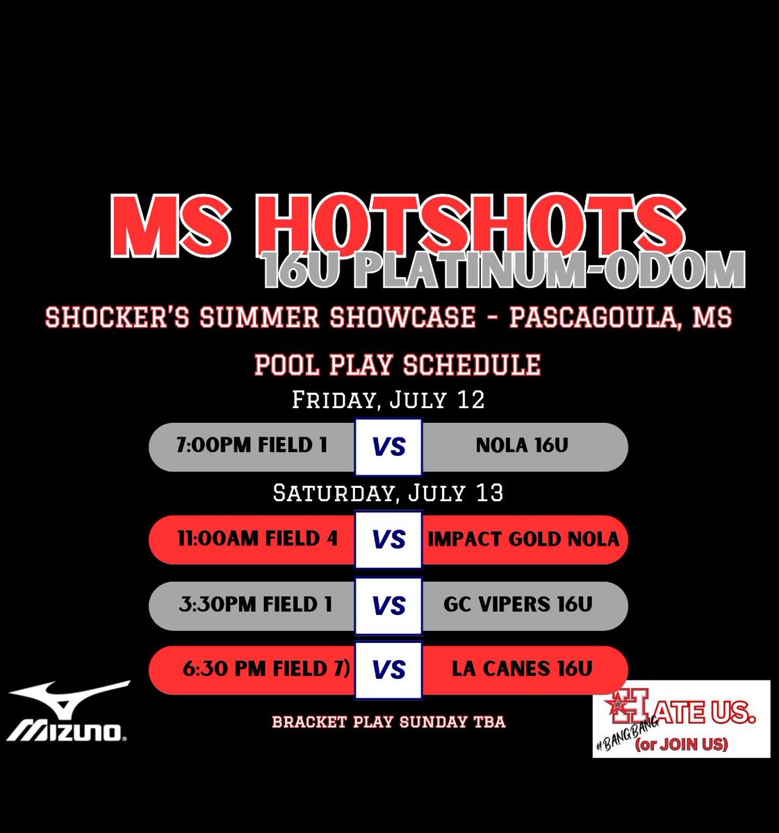 Last tournament of the summer!! Here’s our Friday and Saturday schedule in Pascagoula, Ms!! <a href="/careywsoftball/">William Carey Softball</a> <a href="/Billings4Gage/">gage4billings</a> @MSHotshots <a href="/BrookeOHair3/">Brooke Best-O'Hair</a> <a href="/LionUpSoftball/">Southeastern Softball</a> <a href="/DeltaStateSB/">Lady Statesmen Softball</a> <a href="/BelhavenSB_/">Belhaven Softball</a>