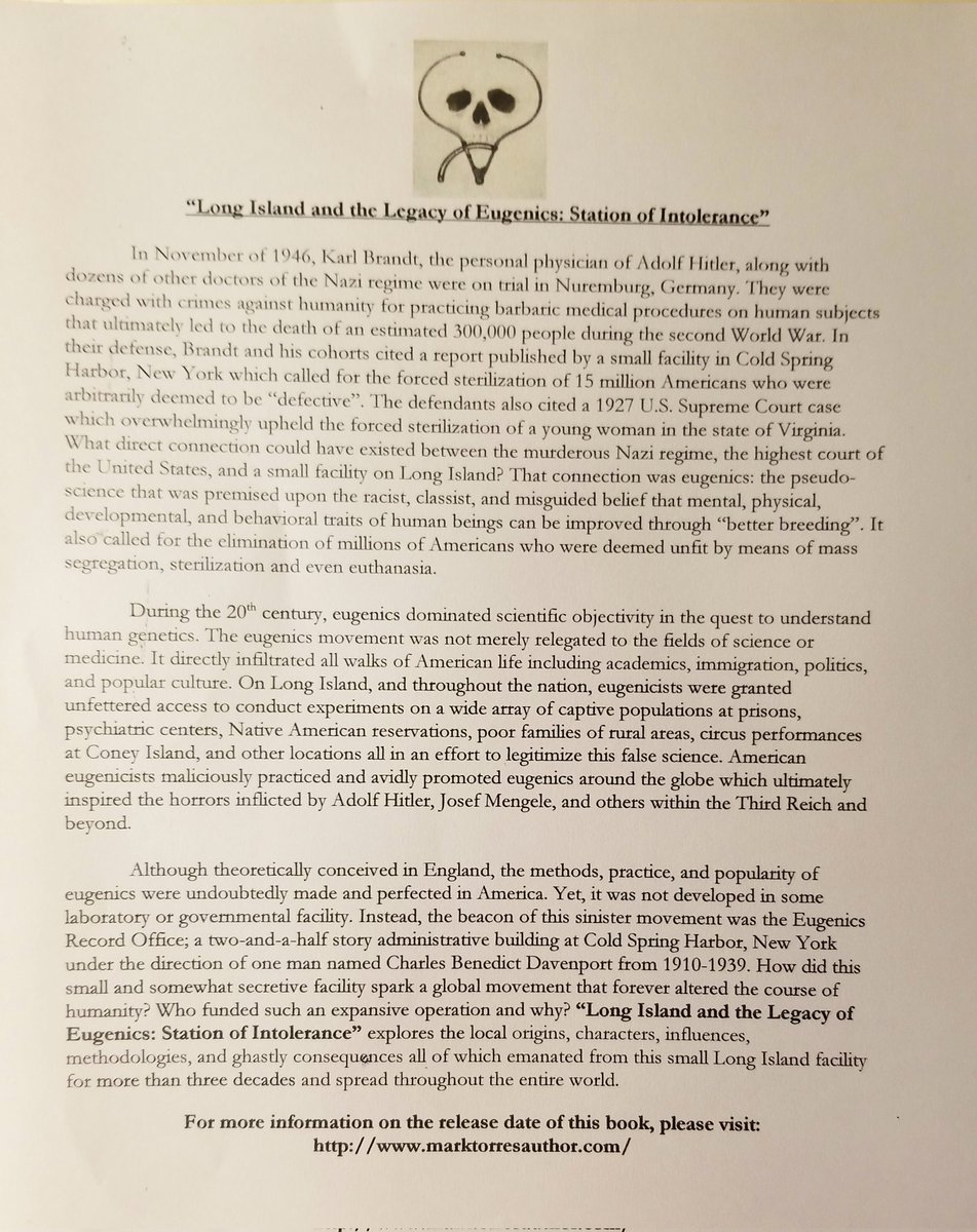 MTorresAuthor1's tweet image. Press release for upcoming book "Long Island and the Legacy of Eugenics: Station of Intolerance" due out in January 2025! 

#StationofIntolerance #eugenics #ColdSpringHarbor  #LongIslandHistory #History
#LongIslandAuthor #ATeamsterwithaLawDegree #HistoryPress