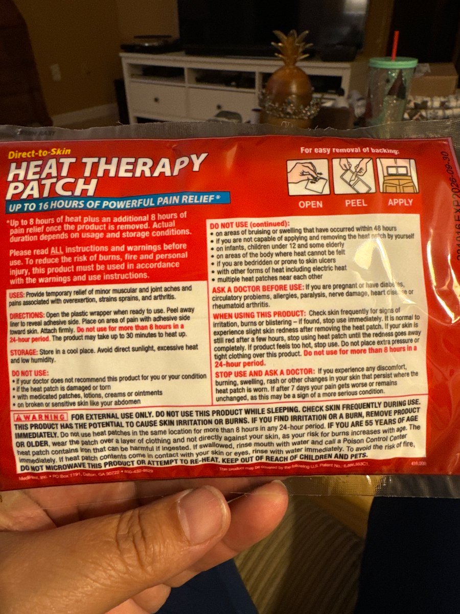 Hey <a href="/AskTSA/">AskTSA</a> — my daughter was in a car crash (not her fault!) and has whiplash and a concussion. She’s been using these heat therapy patches. Can she bring these through security, and can she wear one on her neck/shoulders if needed? Please advise. You all rock! 🥰