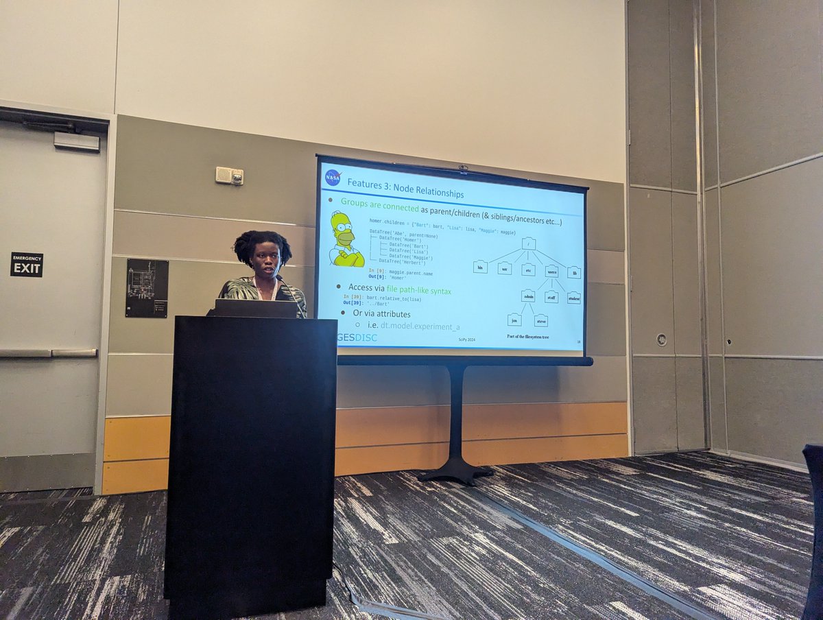 TEGNicholasCode's tweet image. Eni Awowale and @lucassterzinger from @NASA_GESDISC presenting on how they use @xarray_dev &apos;s new DataTree functionality for organizing HDF files with many groups!

Wonderful to collaborate directly with @NASA on #opensource for science!