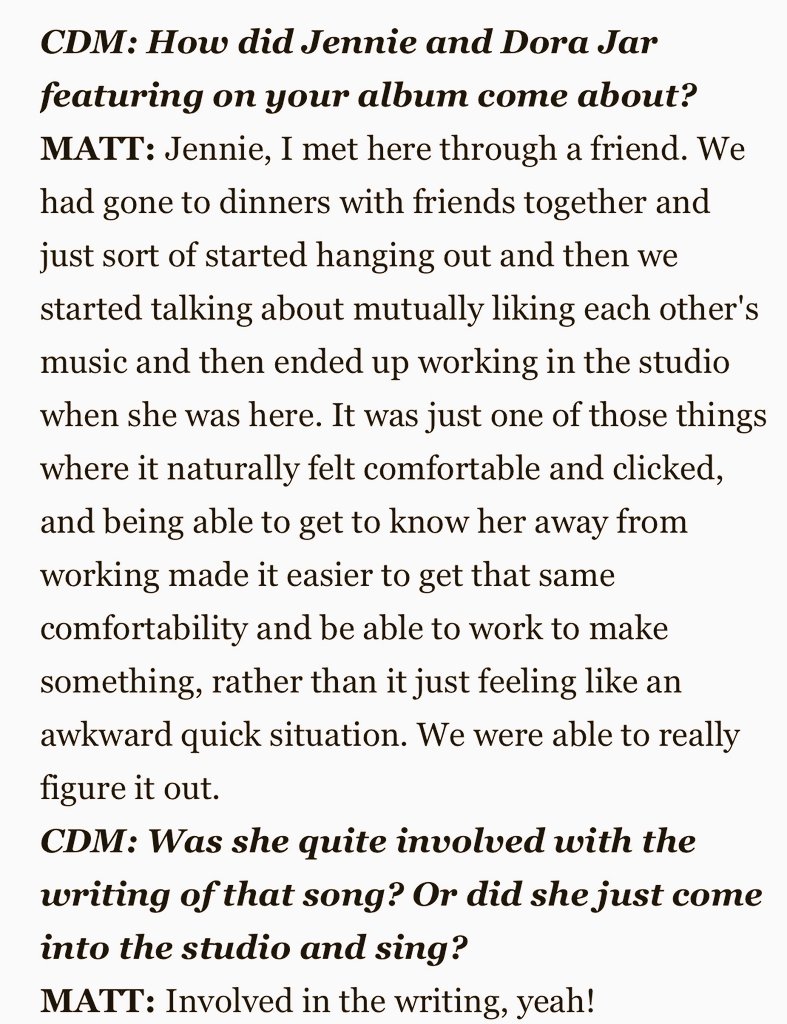 NEWSJENNlE's tweet photo. 📝 240712 Matt Champion on his collaboration with #JENNIE https://t.co/VSHVLH9IYN https://t.co/svMI4y2aDL