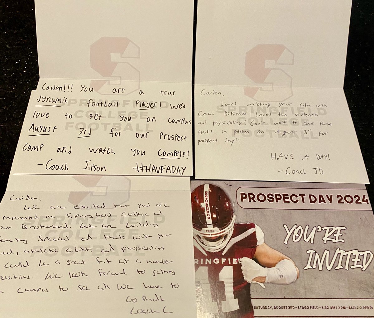 Caiden Carriuolo (@caiden2025) on Twitter photo Big thank you to <a href="/Mike_Cerasuolo/">Mike Cerasuolo</a> and the rest of the <a href="/_SCFootball/">Springfield Football</a> coaching staff for the hand written letters! Thanks for the invite & looking forward to visiting campus soon <a href="/Coach_DiRienzo/">Lou DiRienzo Jr.</a> <a href="/CoachStraley/">Owen Straley</a> <a href="/CoachPriceFerg/">Price Ferguson</a> <a href="/CoachNipon/">Will Nipon</a> <a href="/CoachWoodring73/">Kyle Woodring</a> Big thank you to <a href="/Mike_Cerasuolo/">Mike Cerasuolo</a> and the rest of the <a href="/_SCFootball/">Springfield Football</a> coaching staff for the hand written letters! Thanks for the invite & looking forward to visiting campus soon <a href="/Coach_DiRienzo/">Lou DiRienzo Jr.</a> <a href="/CoachStraley/">Owen Straley</a> <a href="/CoachPriceFerg/">Price Ferguson</a> <a href="/CoachNipon/">Will Nipon</a> <a href="/CoachWoodring73/">Kyle Woodring</a>