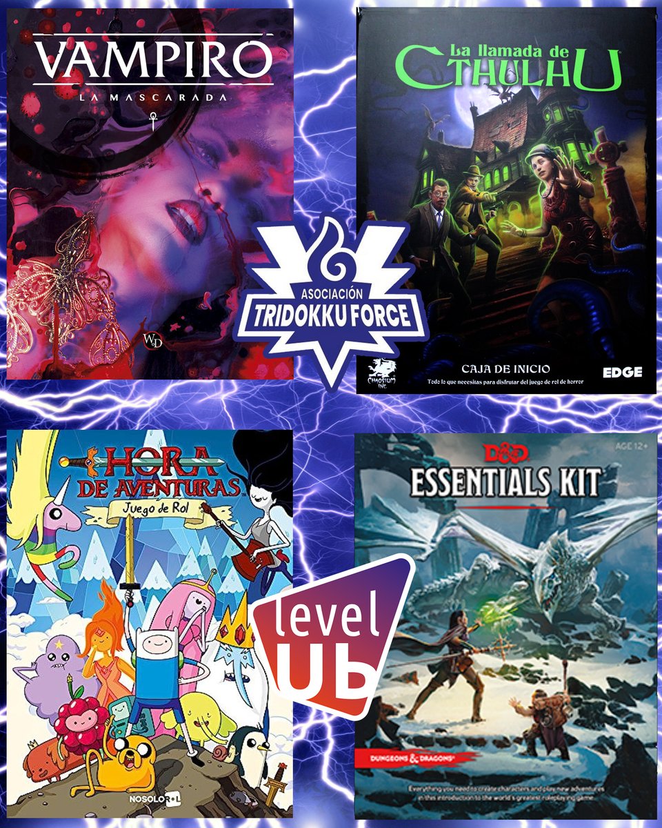Los amigos de Tridokku Force vuelven a nuestro evento. Además de la Zona Concursos también dirigirán  cuatro partidas de rol: Vampiro, la Mascarada; La llamada de Cthulhu,  Hora de Aventuras y Dungeons &amp; Dragons.
#levelub24 #ubeda #friki #juegosderol #rpg #dungeonsanddragons