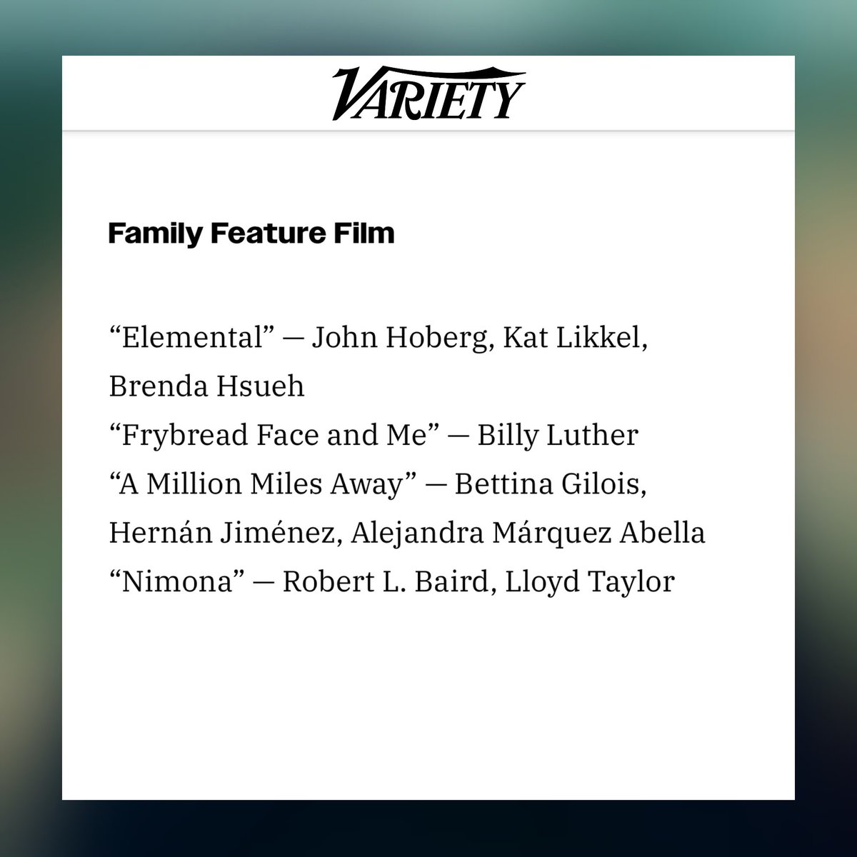 World of Wonder (@worldofwonder) on Twitter photo THANK YOU to Humanitas for honoring Frybread Face and Me with a Humanitas Prize nomination for Best Family Feature Film! 🙏 
Read the full list of 2024 <a href="/HUMANITASPrize/">Humanitas</a> nominees now on @variety: variety.com/2024/tv/news/h… THANK YOU to Humanitas for honoring Frybread Face and Me with a Humanitas Prize nomination for Best Family Feature Film! 🙏 
Read the full list of 2024 <a href="/HUMANITASPrize/">Humanitas</a> nominees now on @variety: variety.com/2024/tv/news/h…
