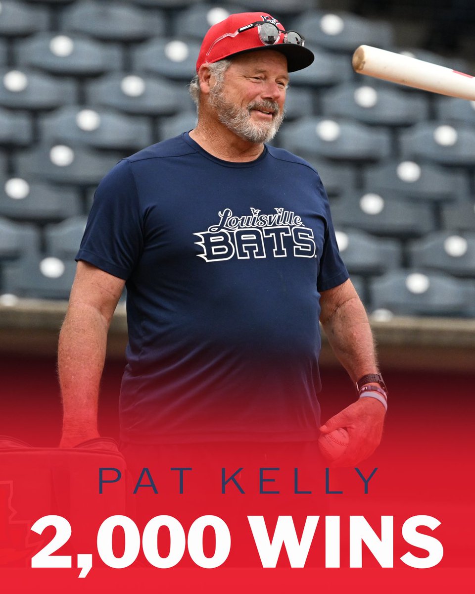 With the Louisville Bats' win tonight, Pat Kelly becomes the seventh MiLB manager to reach 2,000 victories! 🎉
