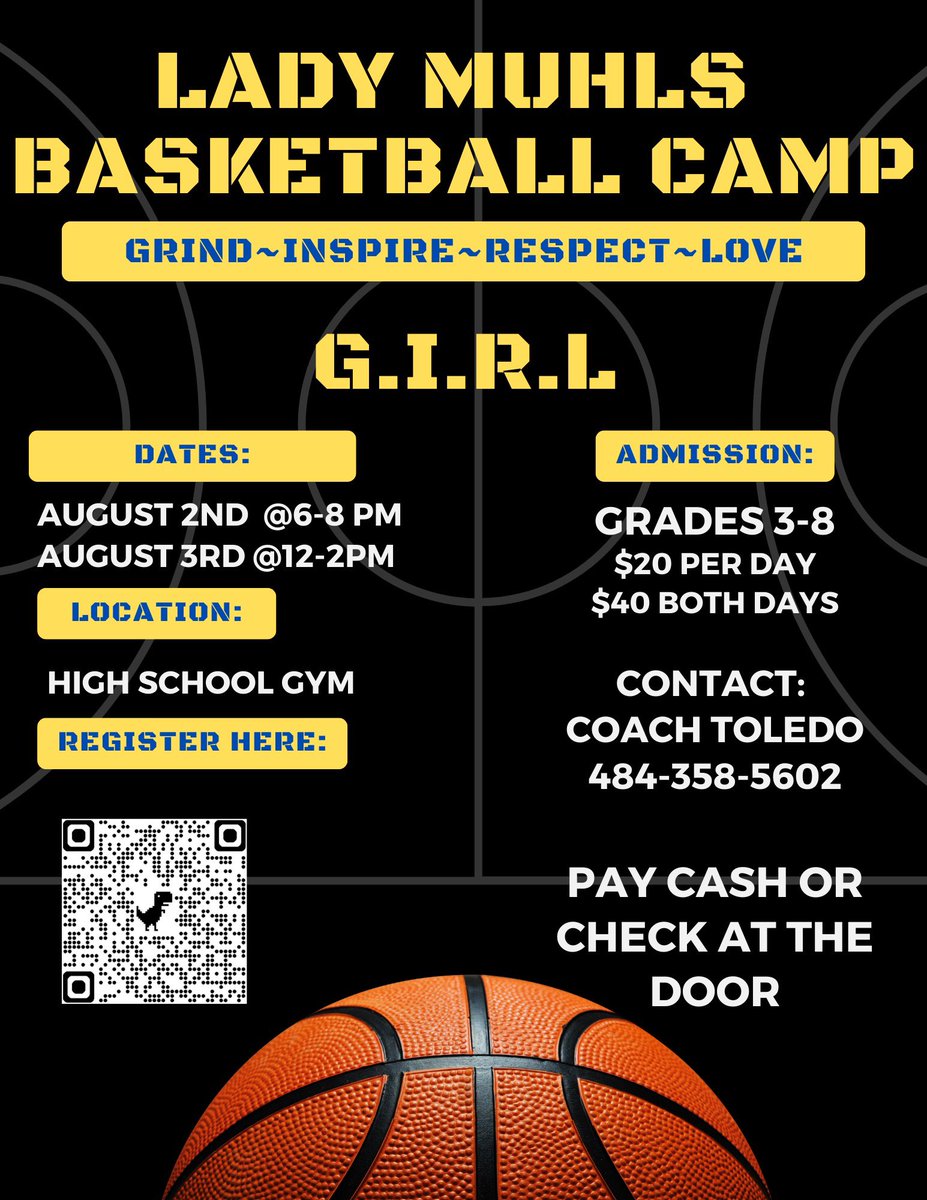 DaveColonJr's tweet photo. 🚨Sign up now and get ready for our @LadyMuhlsBBall camp‼️ 〽️🏀 https://t.co/kVmLpU4ilZ