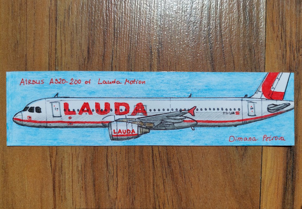 AircraftBy's tweet photo. Handrawn bookmark of Airbus A320-200 OE-LOA of Lauda Motion 🇦🇹✈️
#LaudaMotion #LaudaAir #LaudaEurope #airplanes #A320 #art #bookmark #aviation #avgeek #avgeeks #artist #aviationartist #traveling #holidays https://t.co/40t21mvMJr